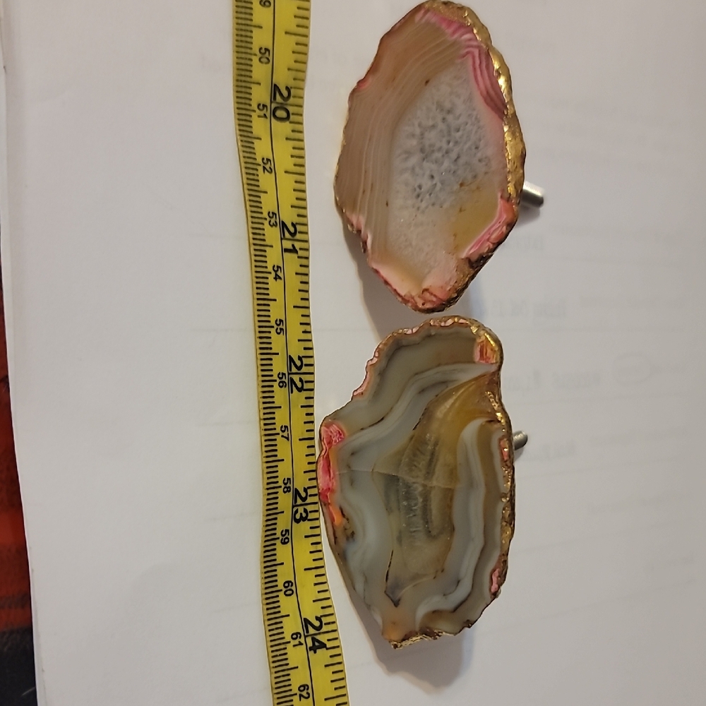 Pink and Gold Agate Slice cabinet knobs
